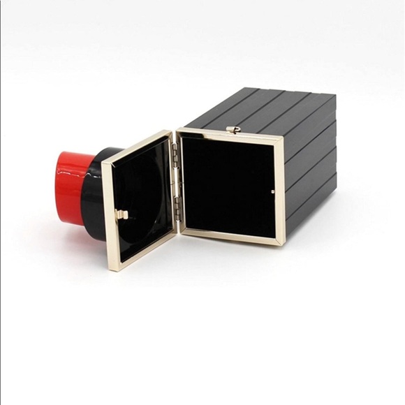 Acrylic Black Lipstick Shape Evening Bag - Picture 2 of 5